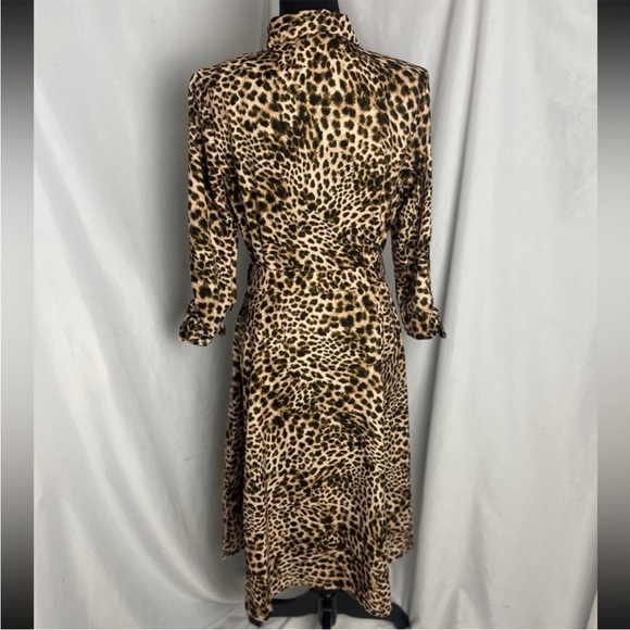 NWT Calvin Klein Leopard Print, 3/4 Sleeve, Belted, Button Down Shirt Dress - Picture 5 of 10